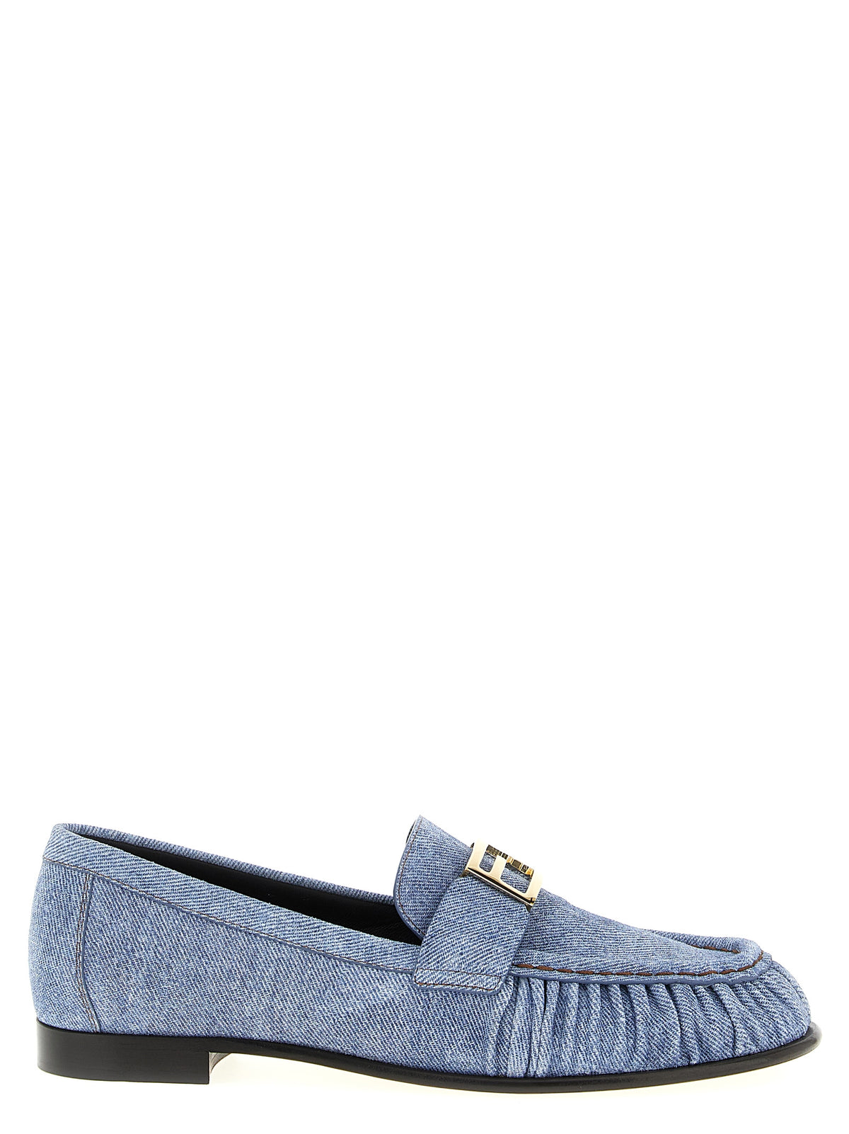Fendi Light Blue Calf Leather Slip-On Loafers - Flexible Fit