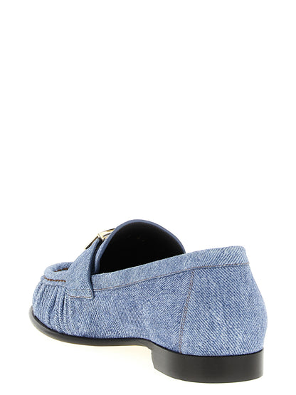 Fendi Light Blue Calf Leather Slip-On Loafers - Flexible Fit