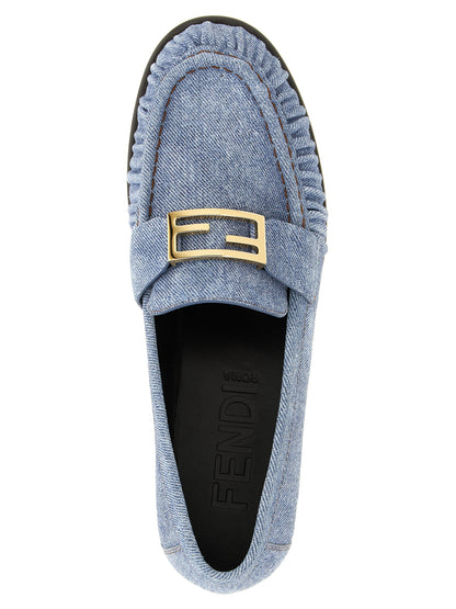 Fendi Light Blue Calf Leather Slip-On Loafers - Flexible Fit
