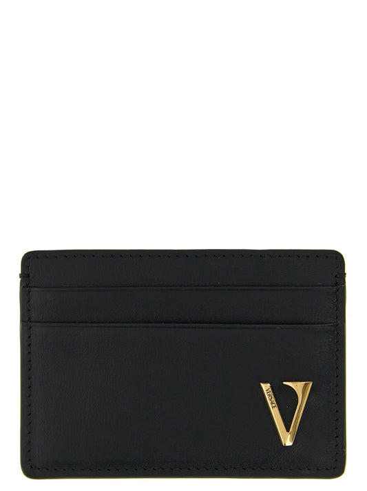 Tarjetero Versace de piel de becerro negra