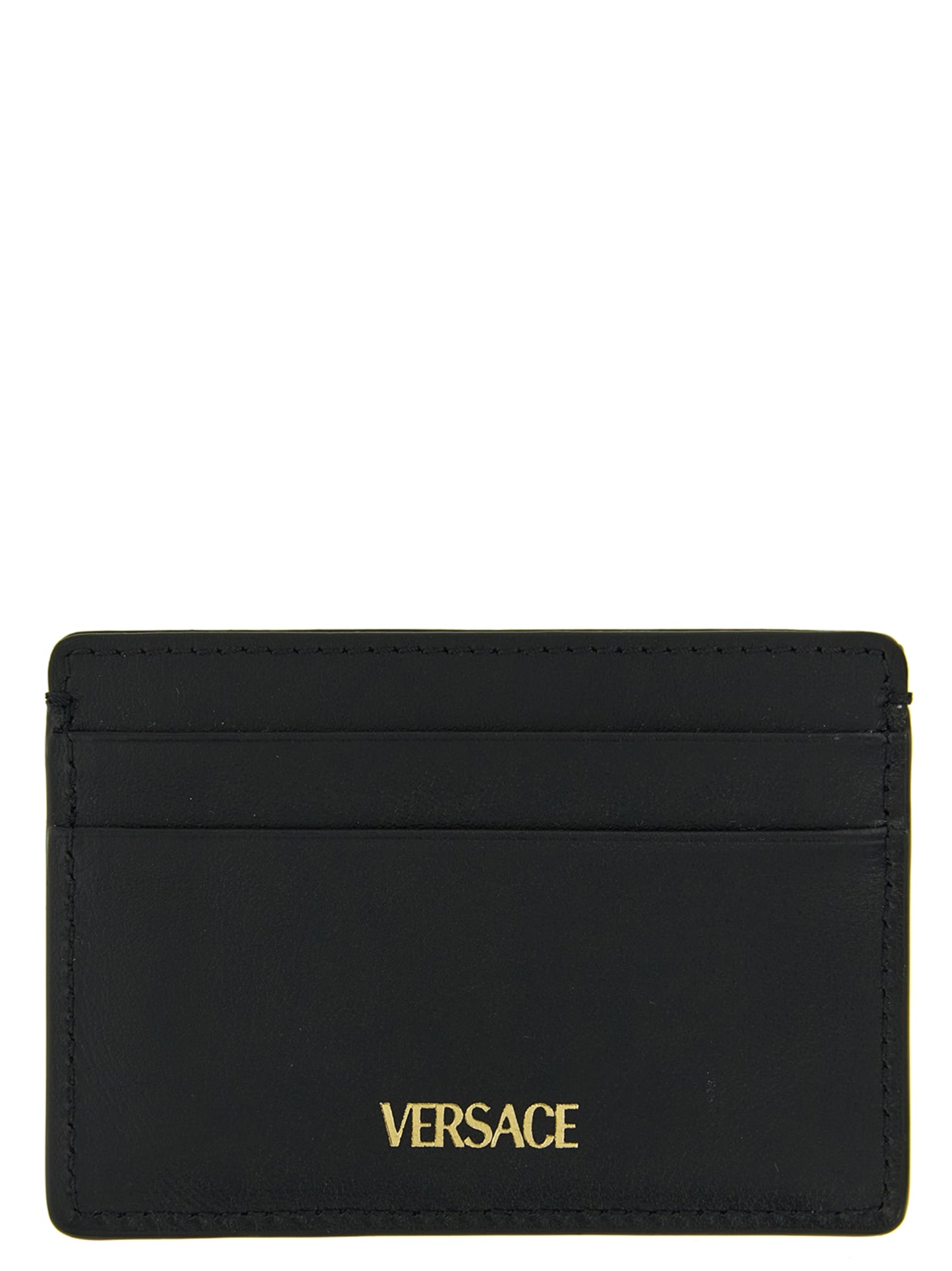 Tarjetero Versace de piel de becerro negra