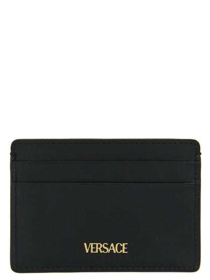 Tarjetero Versace de piel de becerro negra