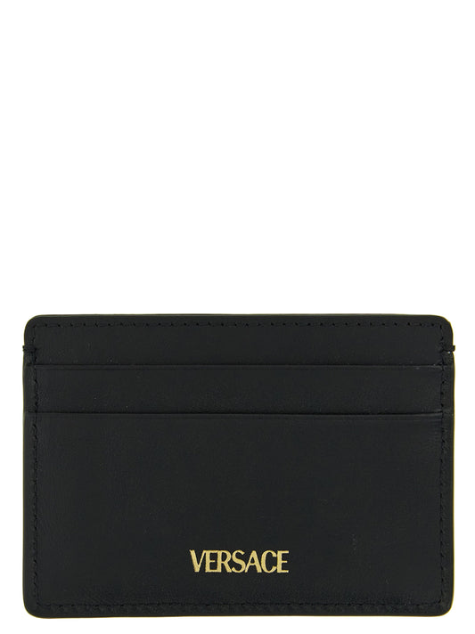Tarjetero Versace de piel de becerro negra