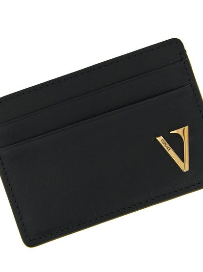 Tarjetero Versace de piel de becerro negra