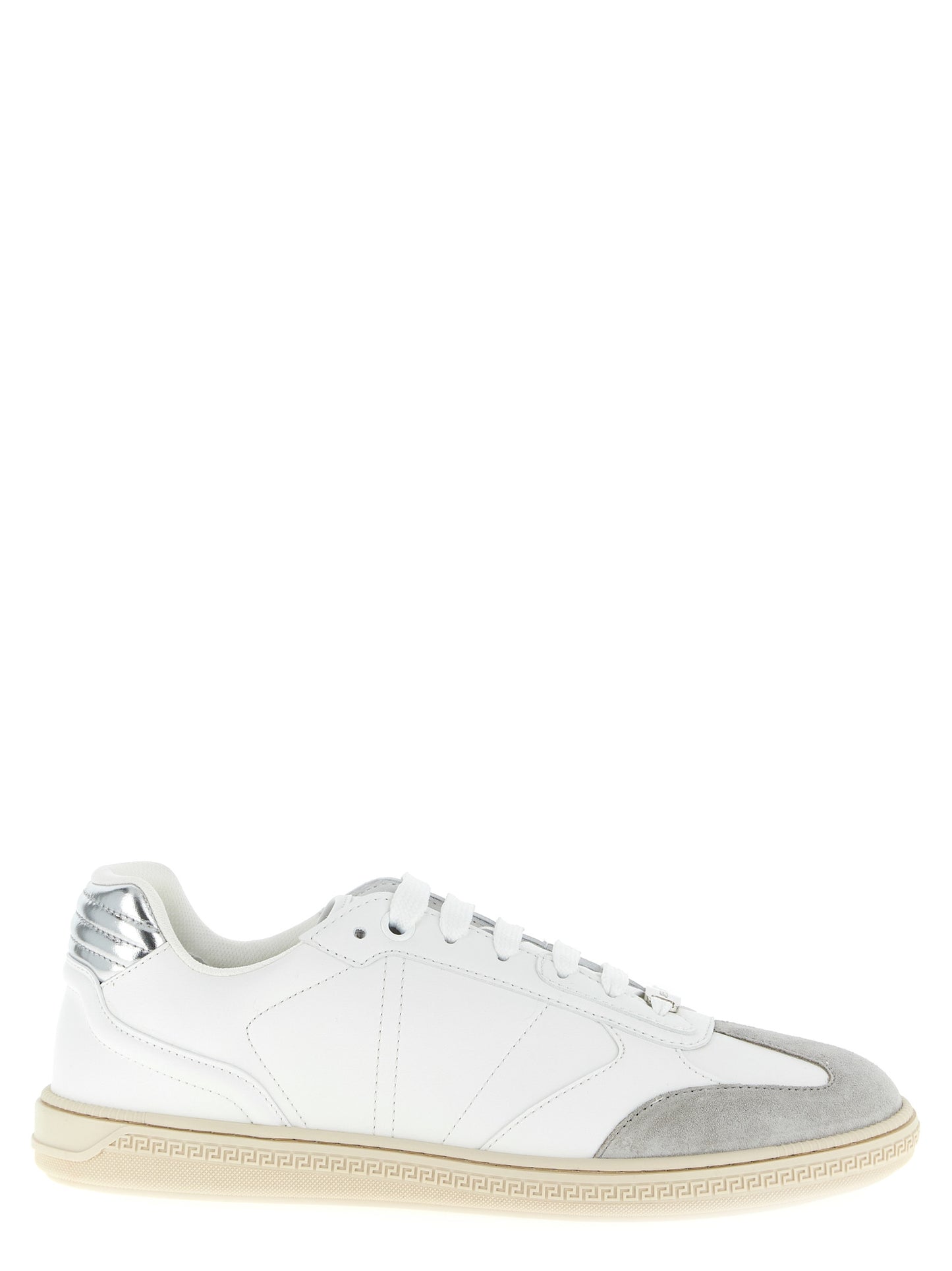 Baskets basses en cuir blanc Versace Greca Court