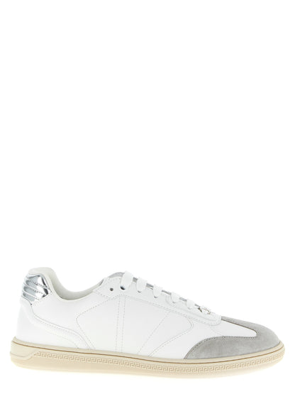 Baskets basses en cuir blanc Versace Greca Court