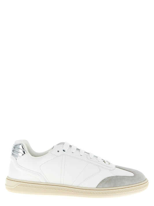 Baskets basses en cuir blanc Versace Greca Court