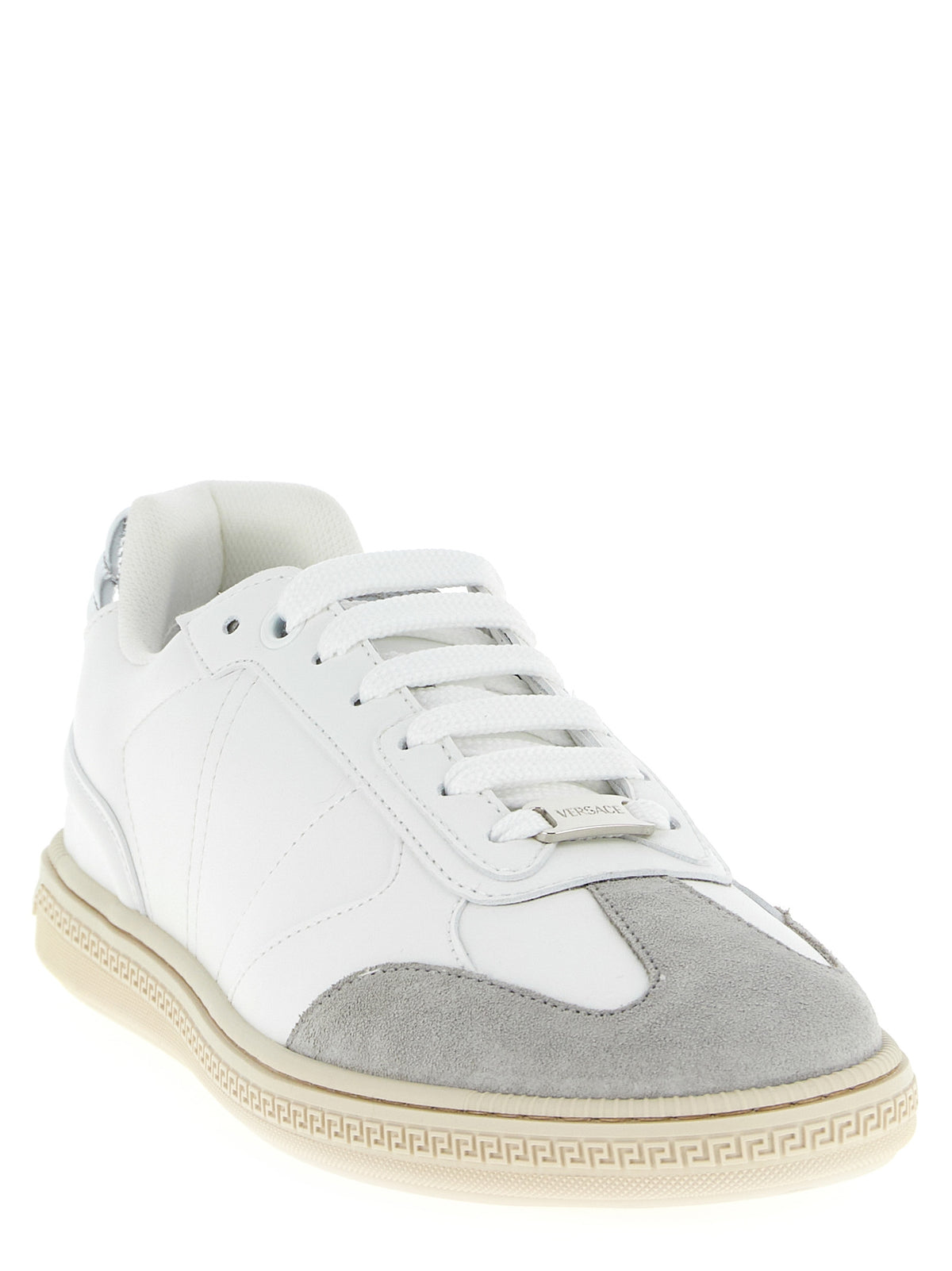 Baskets basses en cuir blanc Versace Greca Court
