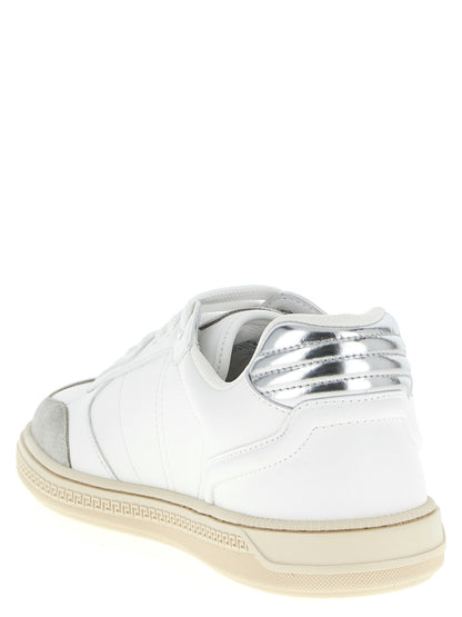 Baskets basses en cuir blanc Versace Greca Court