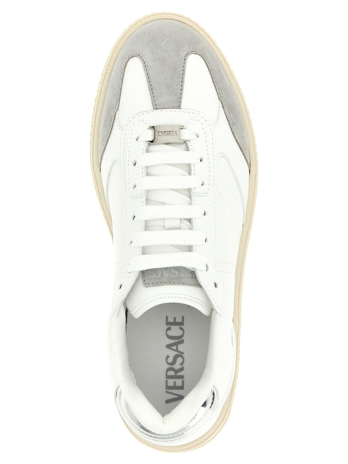 Baskets basses en cuir blanc Versace Greca Court