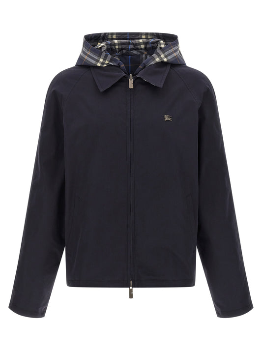 Chaqueta larga de algodón azul Burberry