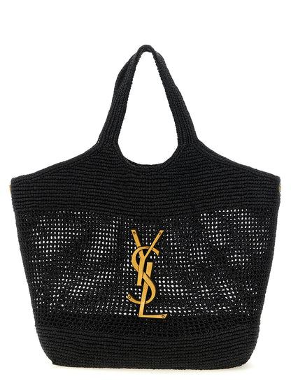 Bolso tote Saint Laurent de rafia negra