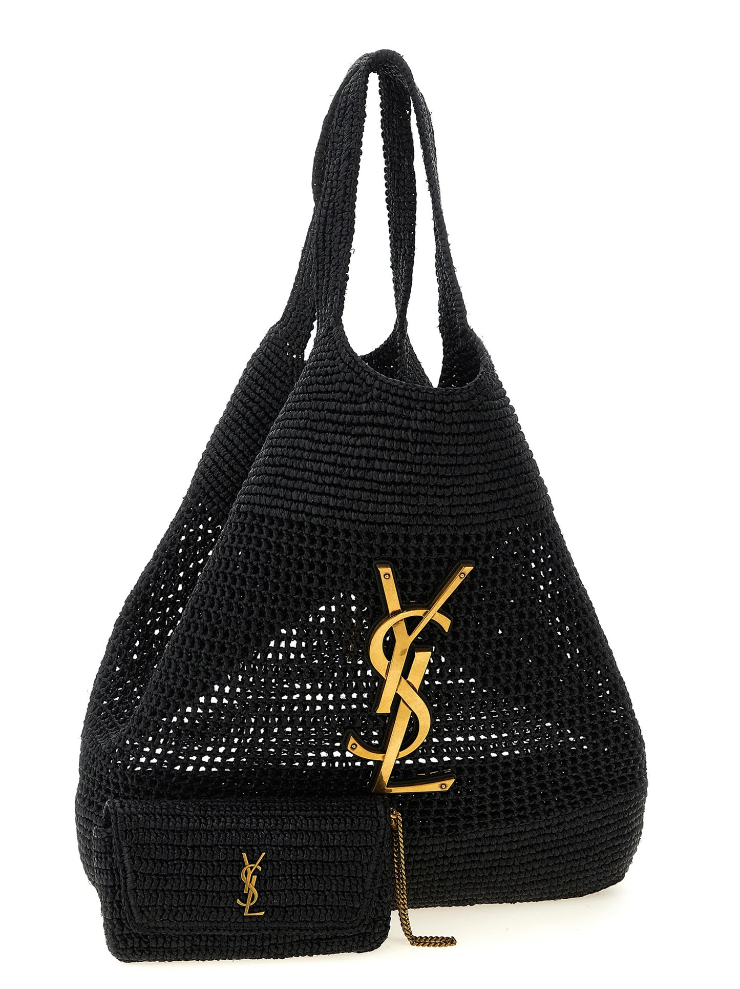 Bolso tote Saint Laurent de rafia negra