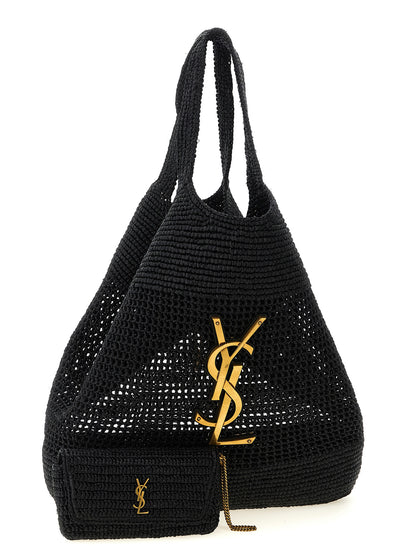 Bolso tote Saint Laurent de rafia negra