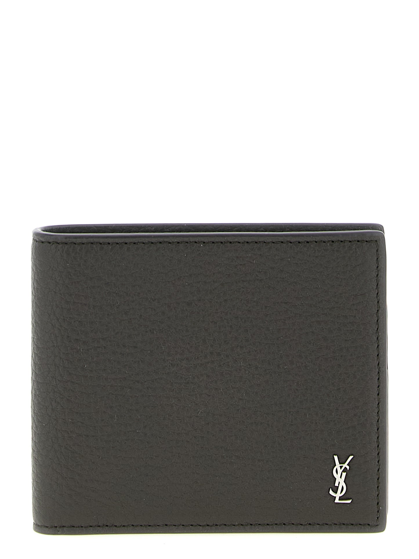 Portefeuille Saint Laurent en cuir de veau marron