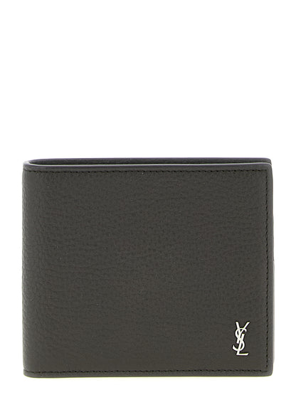 Portefeuille Saint Laurent en cuir de veau marron
