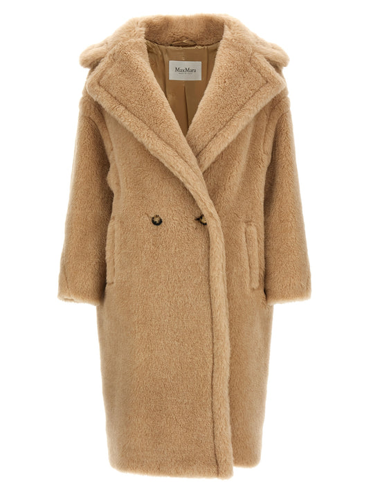 Manteau Max Mara en alpaga et cuir beige