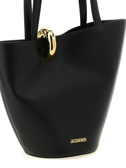 Bolso de hombro Jacquemus de piel de vacuno negra