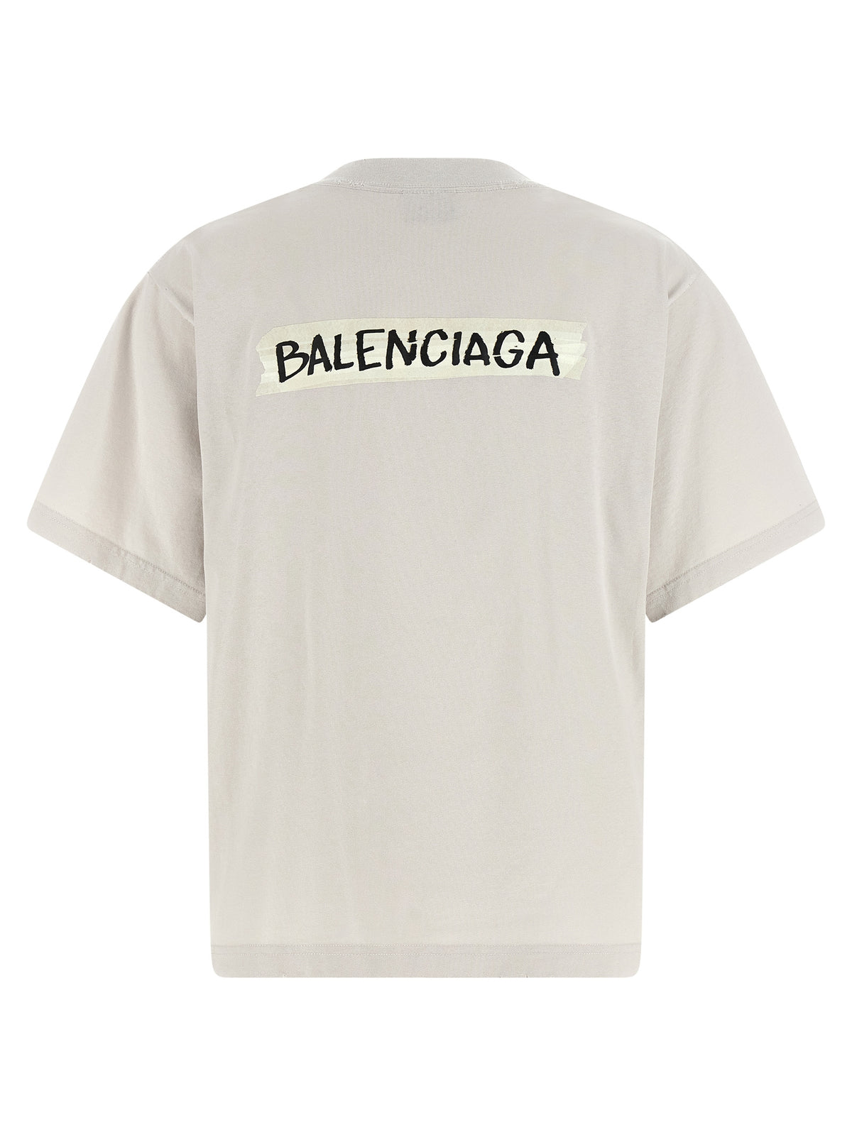 Camiseta De Algodón Gris Estilo Clásico Balenciaga