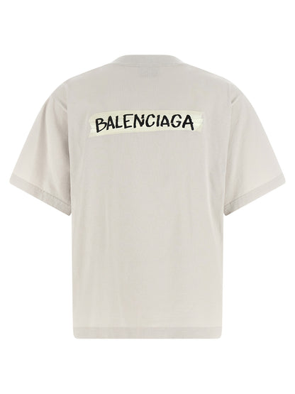 Camiseta De Algodón Gris Estilo Clásico Balenciaga