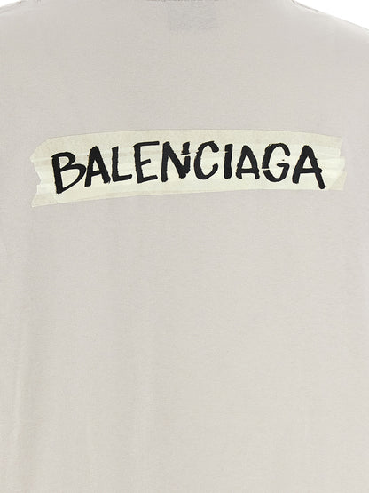 Camiseta De Algodón Gris Estilo Clásico Balenciaga
