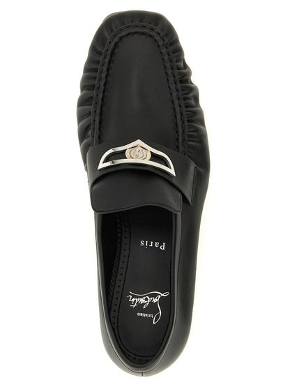 Mocassins à enfiler en cuir de veau noir Christian Louboutin