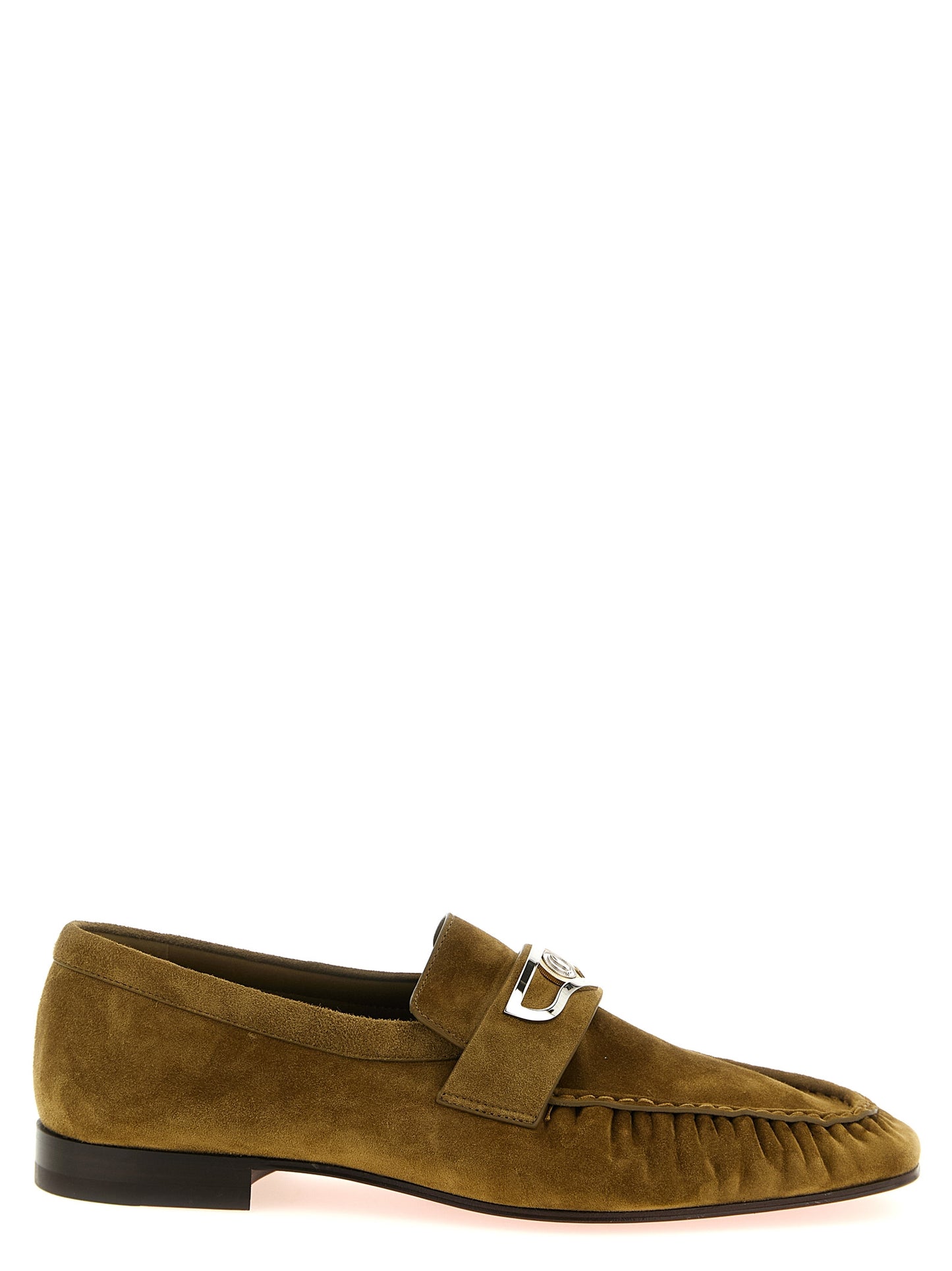 Christian Louboutin Brown Calf Leather Slip-On Loafers