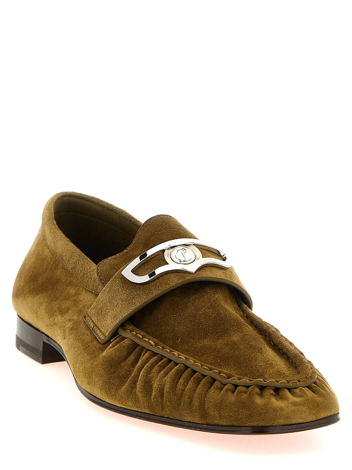 Christian Louboutin Brown Calf Leather Slip-On Loafers