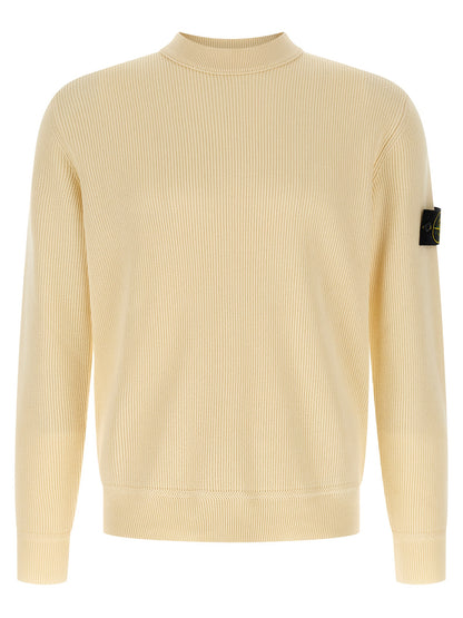 Stone Island Cárdigan De Algodón Beige Tejido Acanalado