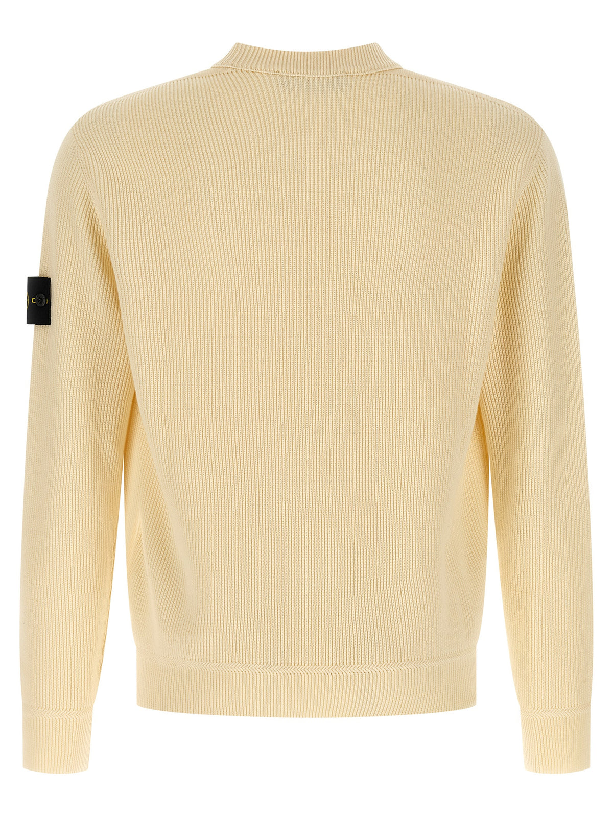 Stone Island Cárdigan De Algodón Beige Tejido Acanalado