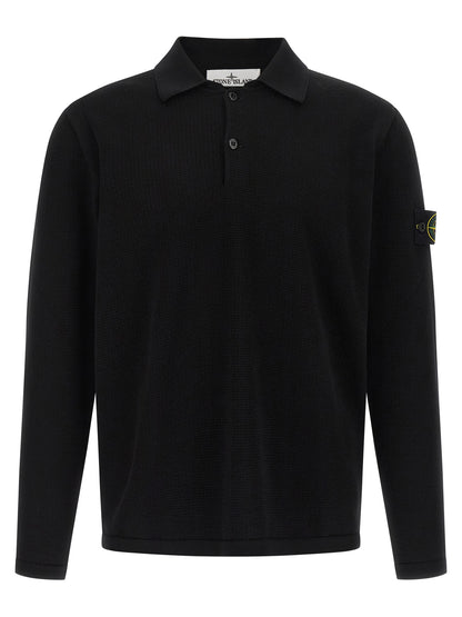 Polo de Algodón Negro Stone Island