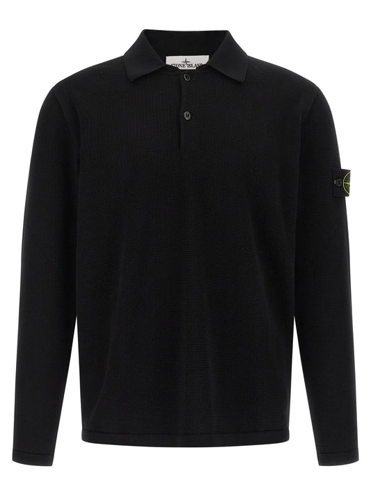 Polo de Algodón Negro Stone Island