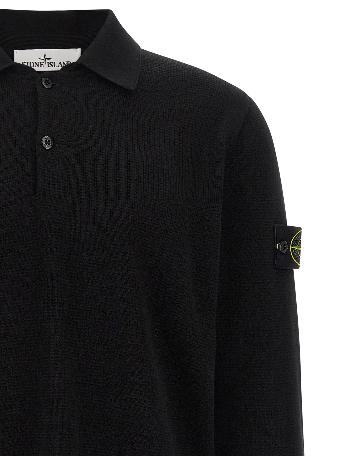 Polo de Algodón Negro Stone Island