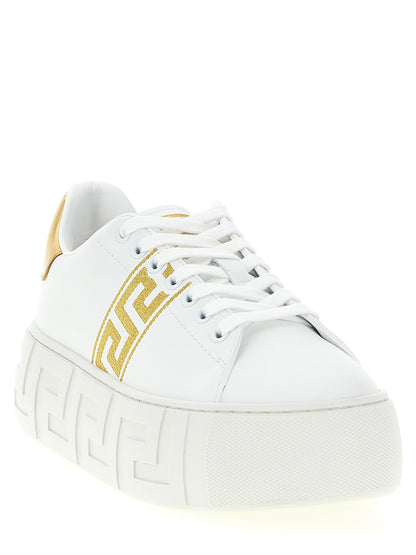 Zapatillas de plataforma Versace de nylon dorado