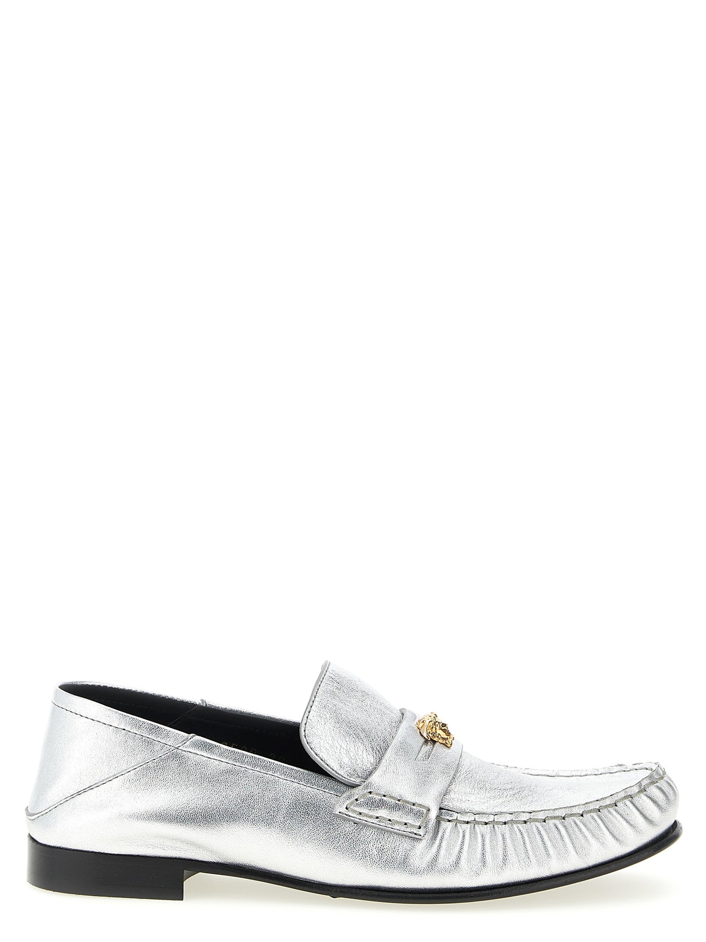 Mocasines Deslizantes Versace De Piel De Cordero Plateados