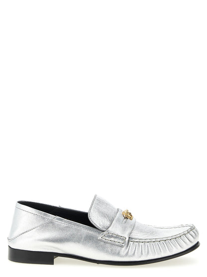 Mocasines Deslizantes Versace De Piel De Cordero Plateados