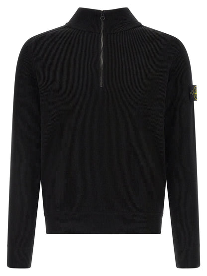 Cardigan Stone Island Noir En Coton Biologique Raffiné