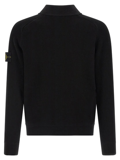 Cardigan Stone Island Noir En Coton Biologique Raffiné
