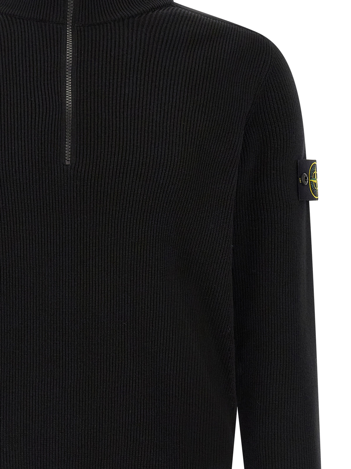Cardigan Stone Island Noir En Coton Biologique Raffiné