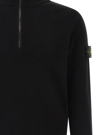 Cardigan Stone Island Noir En Coton Biologique Raffiné
