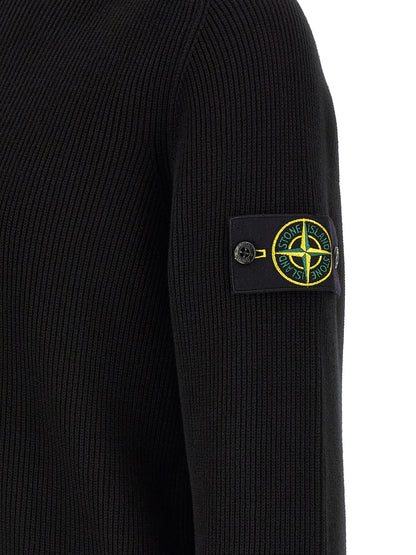 Cardigan Stone Island Noir En Coton Biologique Raffiné