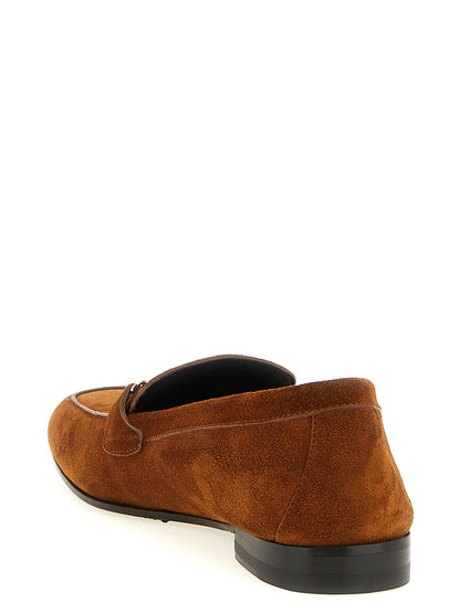 Mocassins en cuir de veau marron à enfiler Versace