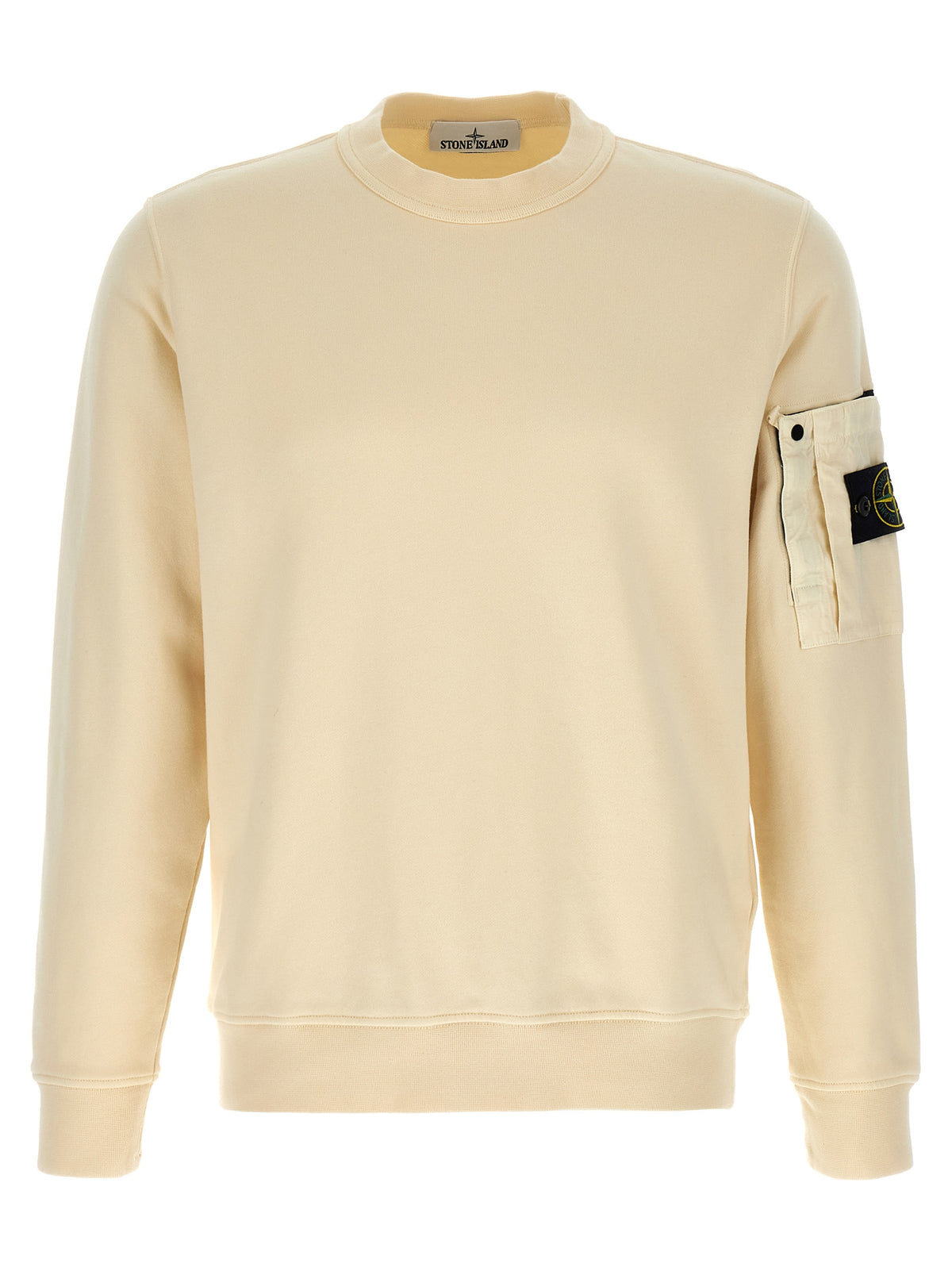Sweat-shirt en coton beige Stone Island à maille intermédiaire