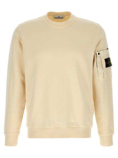 Sweat-shirt en coton beige Stone Island à maille intermédiaire
