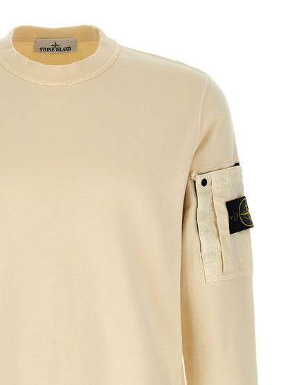 Sweat-shirt en coton beige Stone Island à maille intermédiaire