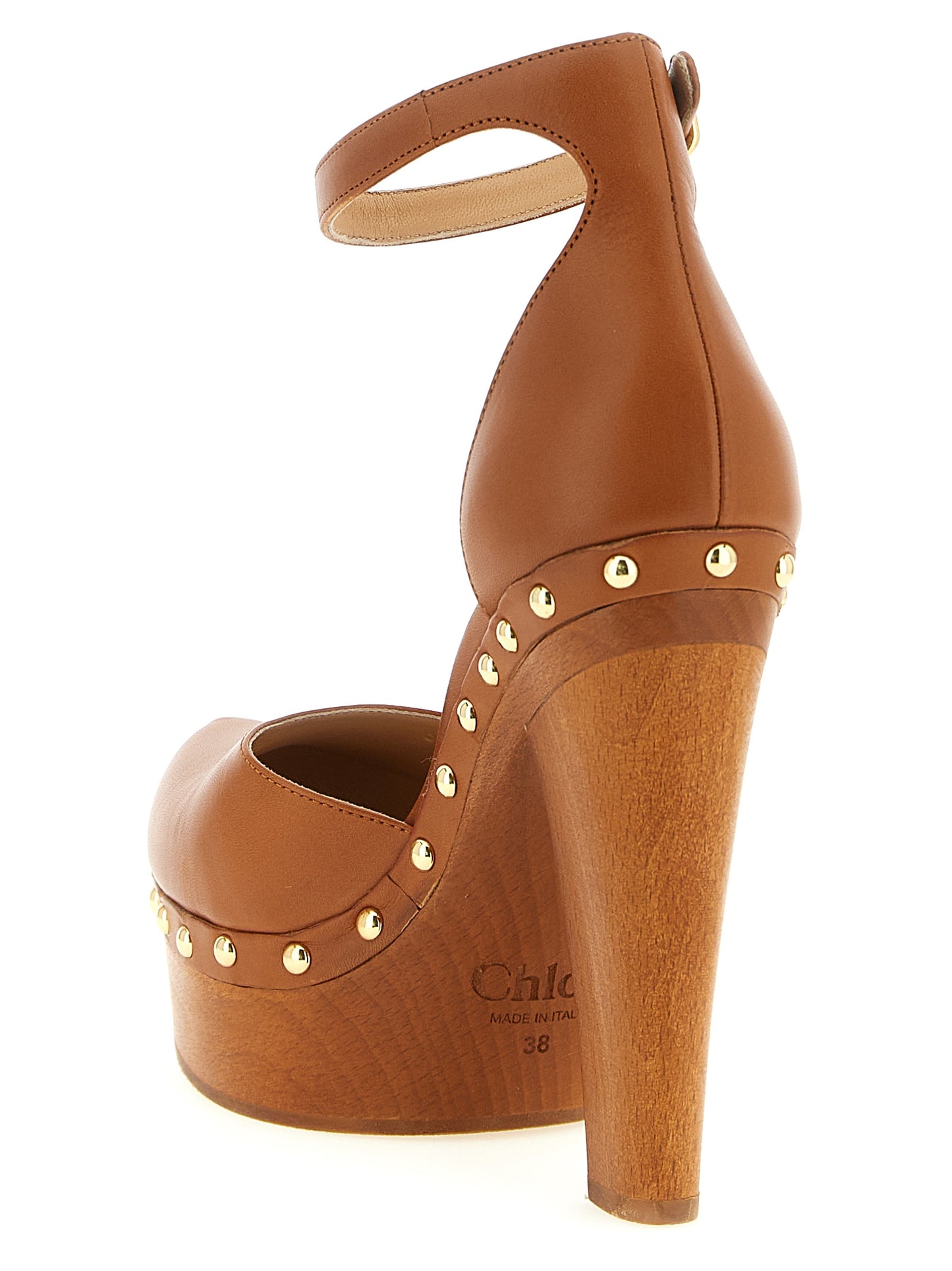 Zapatos de tacón Chloé de cuero de cordero color marrón