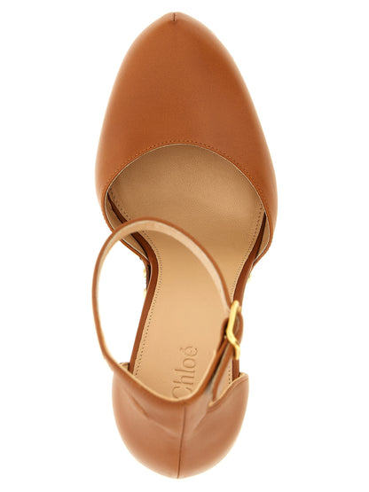 Zapatos de tacón Chloé de cuero de cordero color marrón