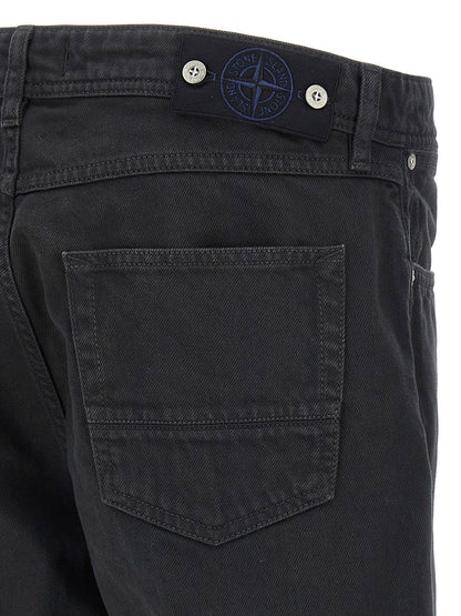 Stone Island Black Cotton Straight-Leg Jeans