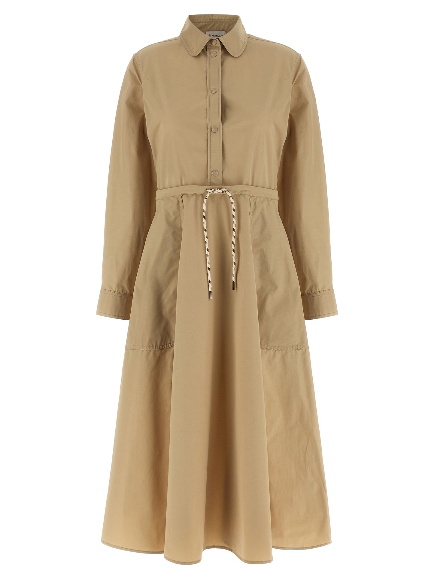 Vestido largo Moncler de poliéster beige
