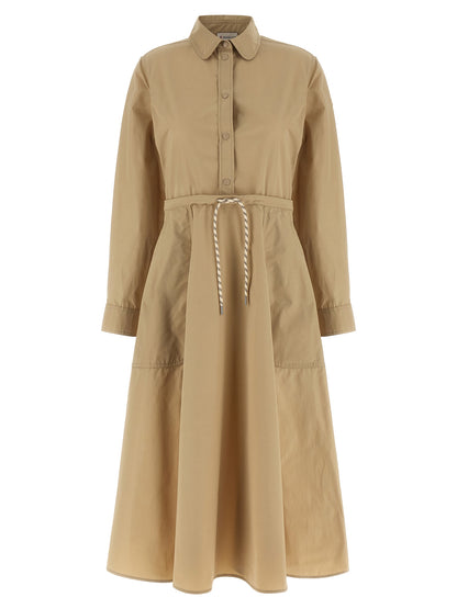 Vestido largo Moncler de poliéster beige